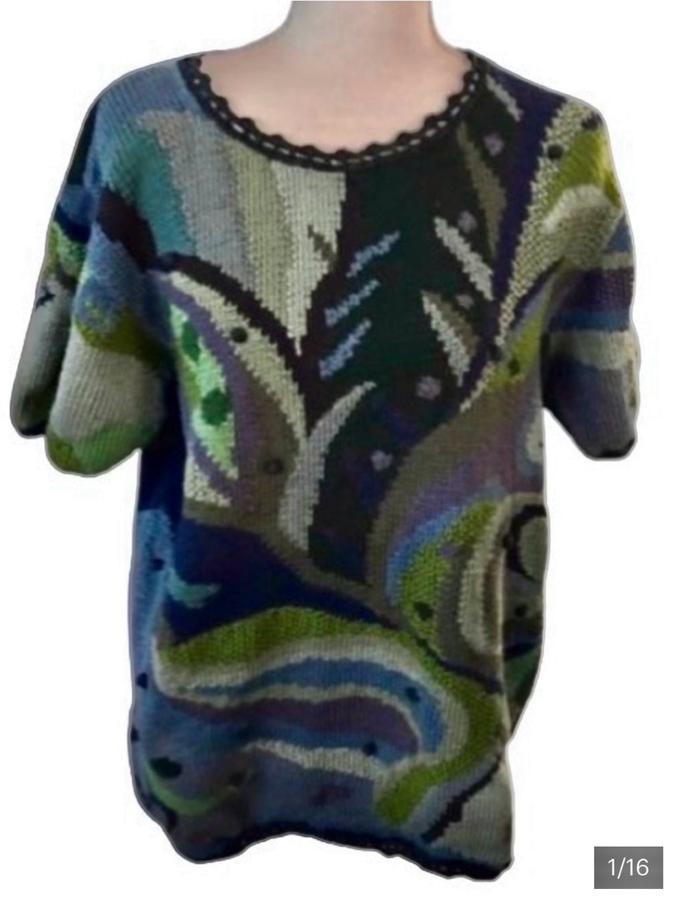 INCREDIBLE!!! 100% Pima Cotton PERUVIAN CONNECTION Sweater 90s Y2K Designer Boho